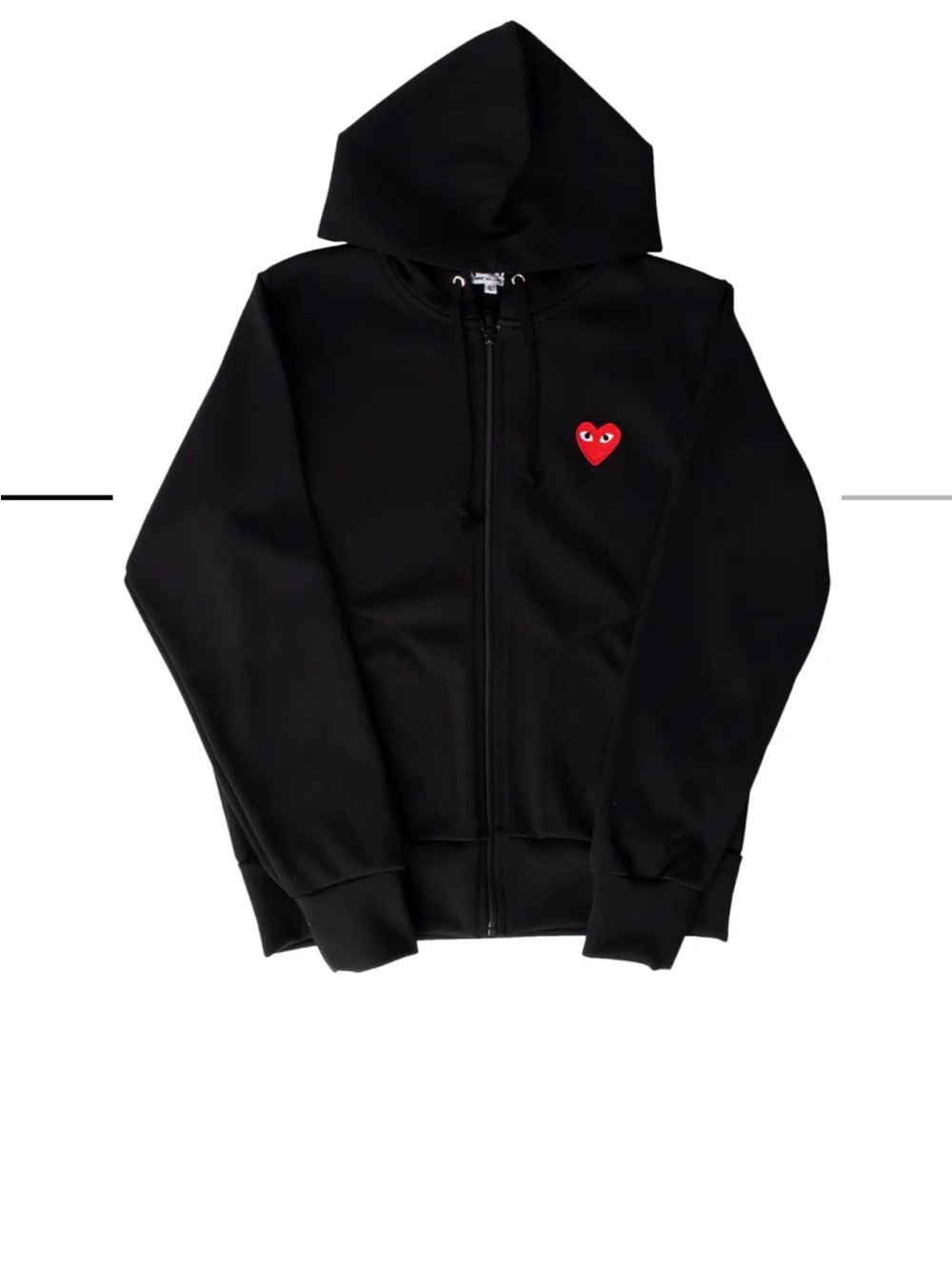 Black CDG PLAY Zip-Up Hoodie